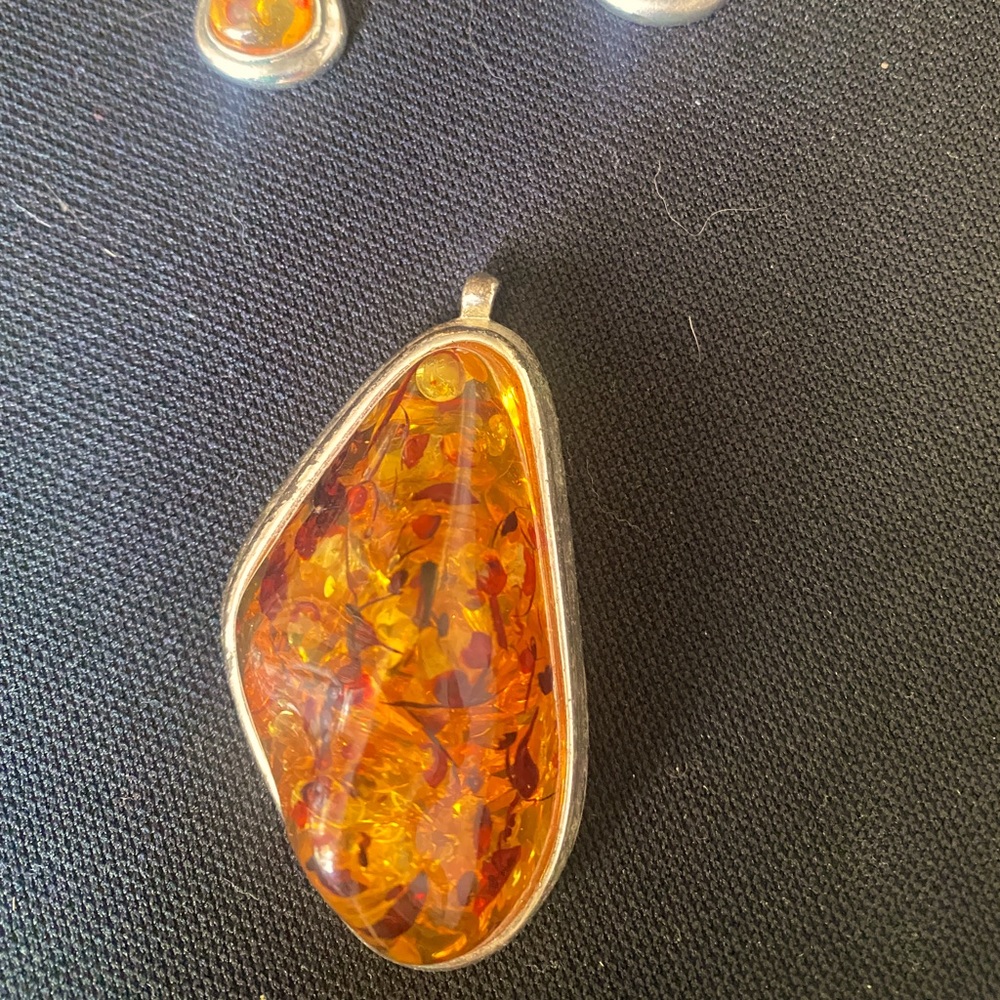 Amber Pendant  with Earring